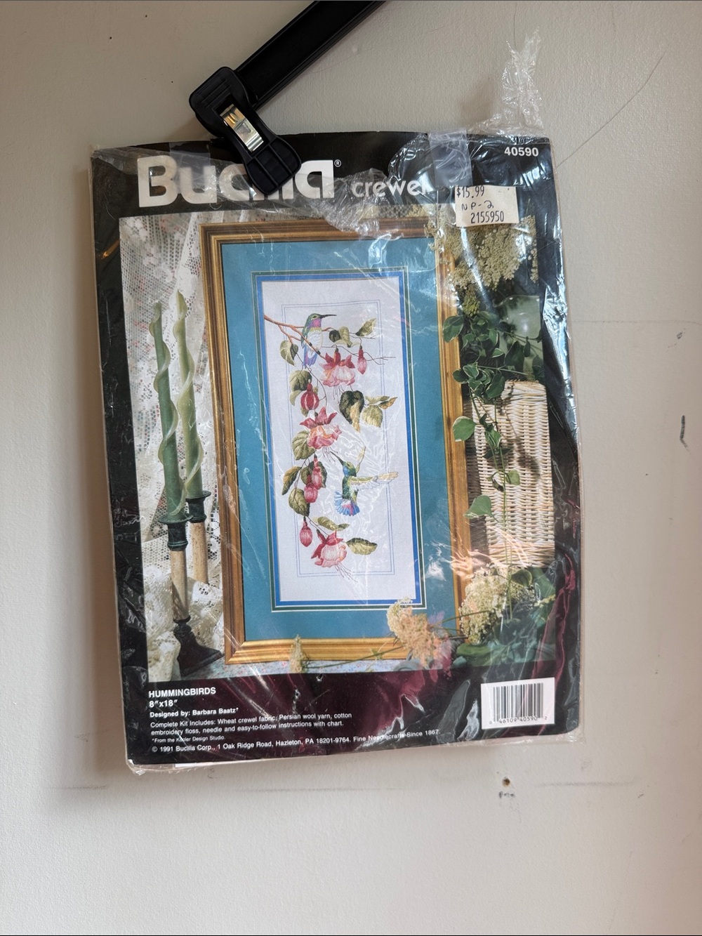 Bucilla Hummingbirds Wall Decor Kit - Blue Accents Crewel 40590